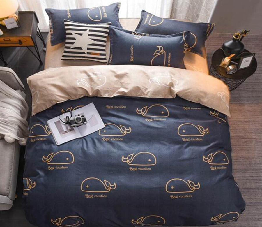 3D Line Whale 7104 Bed Pillowcases Quilt