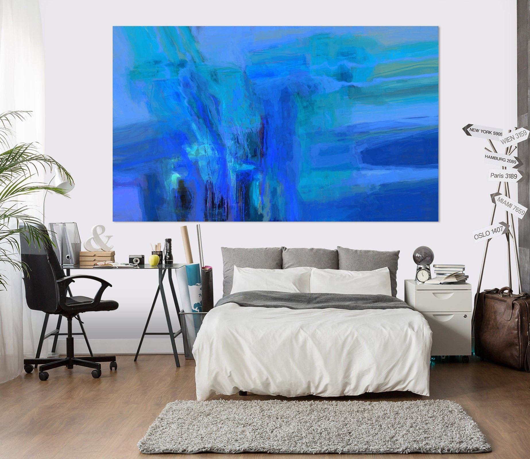 3D Blue Graffiti 021 Michael Tienhaara Wall Sticker Wallpaper AJ Wallpaper 2 