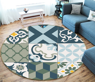 3D Brick Pattern 64153 Round Non Slip Rug Mat