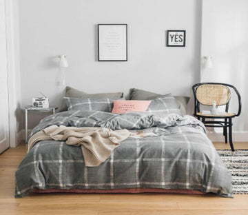 3D Gray Grid 40126 Bed Pillowcases Quilt