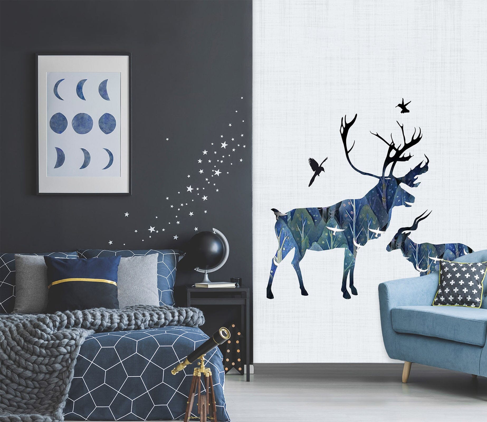 3D Fallow Deer Family 057 Wall Murals Wallpaper AJ Wallpaper 2 