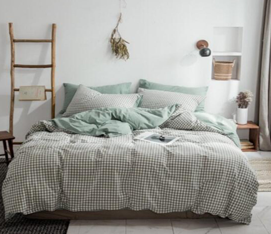 3D Light Green Small Grid 15060 Bed Pillowcases Quilt