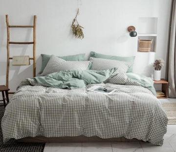 3D Light Green Small Grid 15060 Bed Pillowcases Quilt