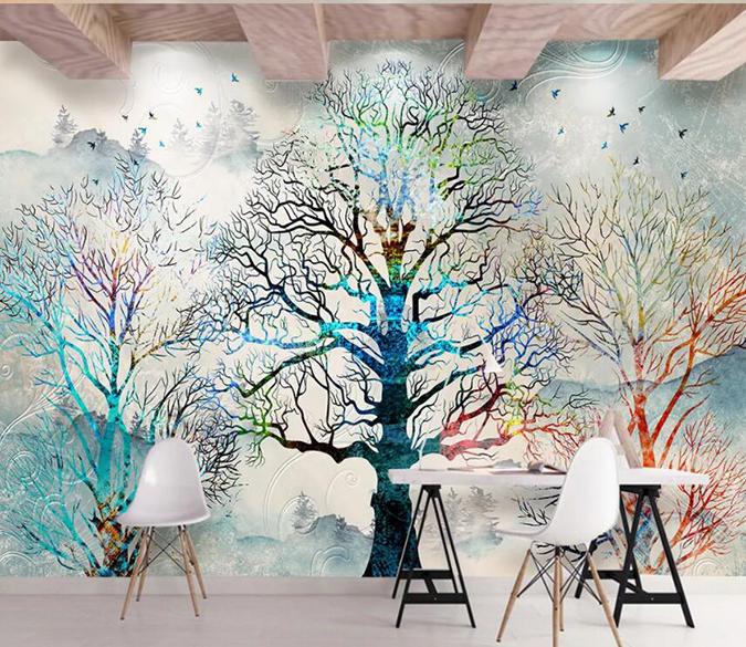 3D Color Tree 047 Wall Murals Wallpaper AJ Wallpaper 2 
