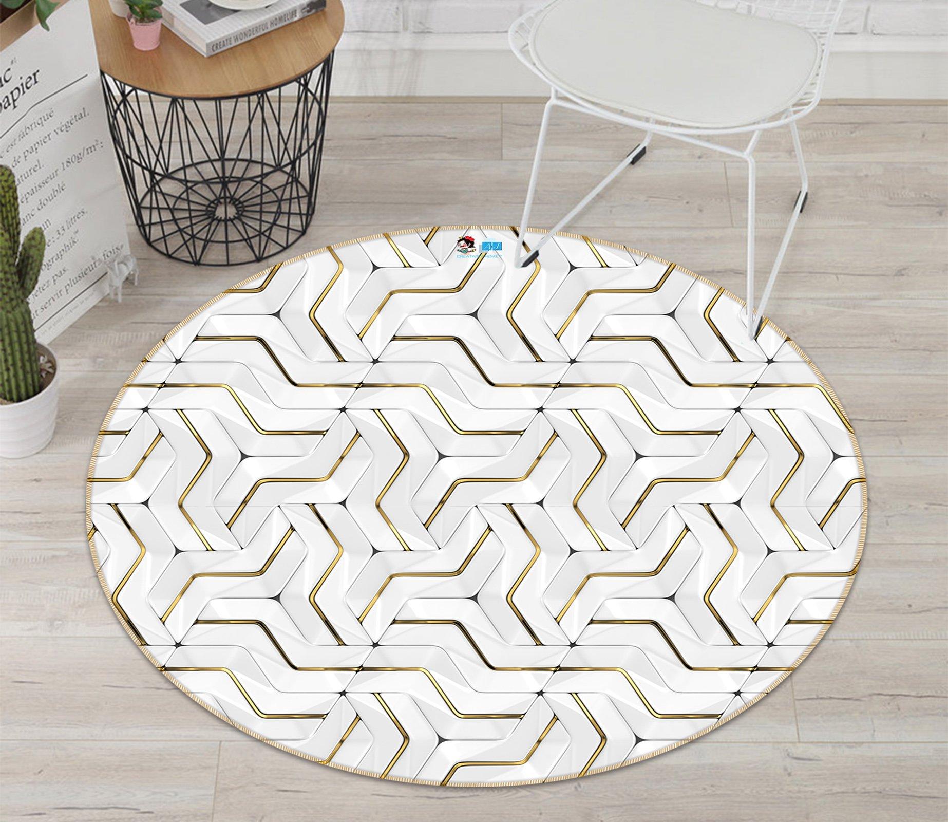 3D White Line Drawing 356 Round Non Slip Rug Mat Mat AJ Creativity Home 
