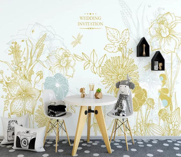 3D Yellow Flowers 1957 Wall Murals Wallpaper AJ Wallpaper 2 
