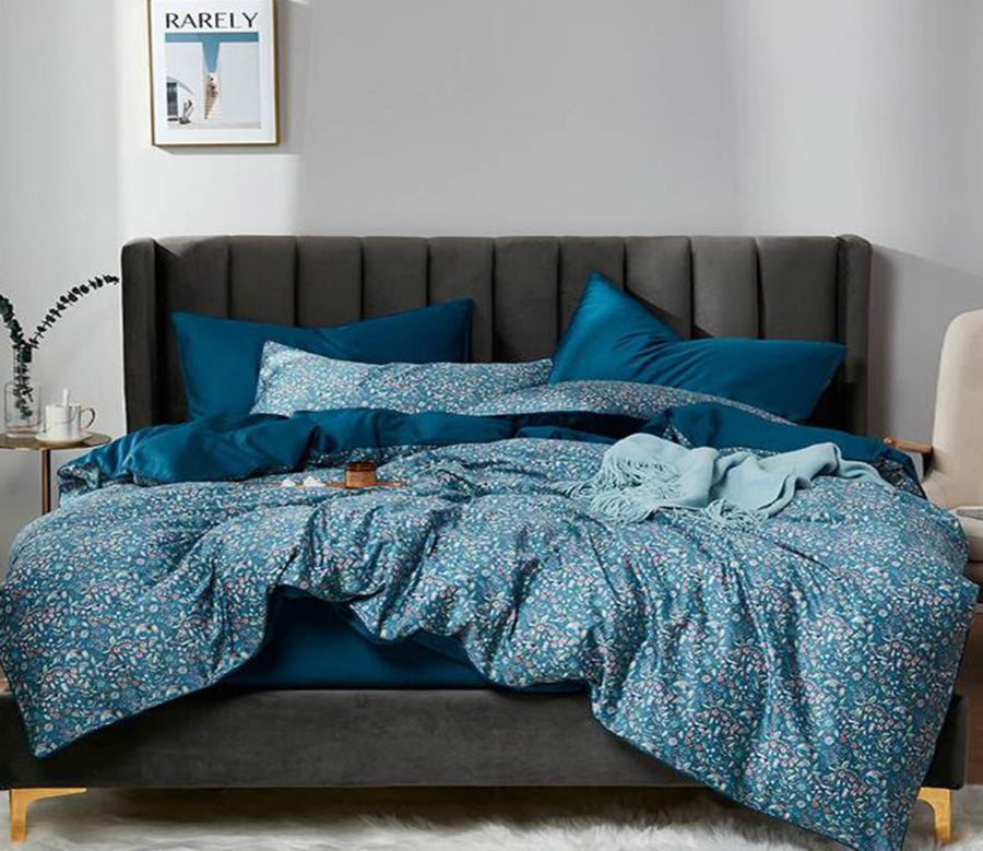 3D Blue Dark Flower 6154 Bed Pillowcases Quilt