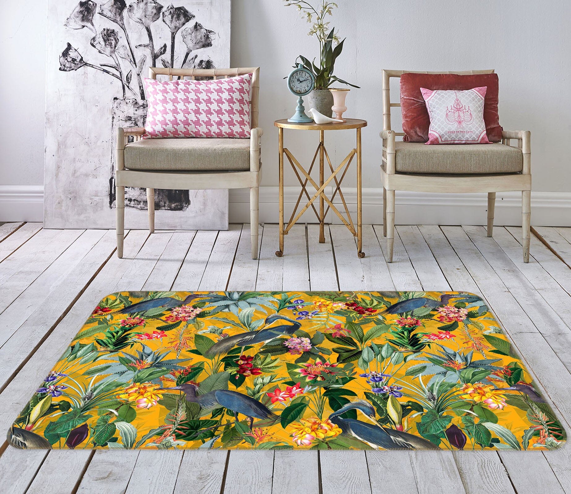3D Yellow Flowers 170 Uta Naumann Rug Non Slip Rug Mat Mat AJ Creativity Home 