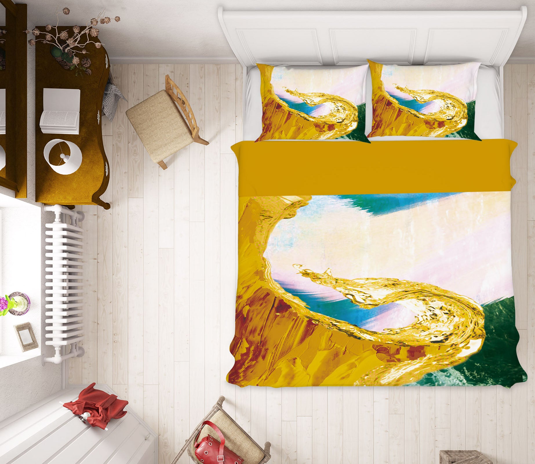 3D Golden Pattern 16023 Bed Pillowcases Quilt