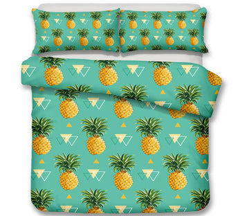 3D Pineapple On Green 6125 Bed Pillowcases Quilt