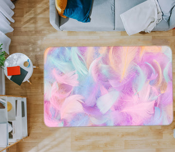 3D Pink Blue Feather 30042 Non Slip Rug Mat