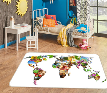 3D Colored Territory 227 World Map Non Slip Rug Mat