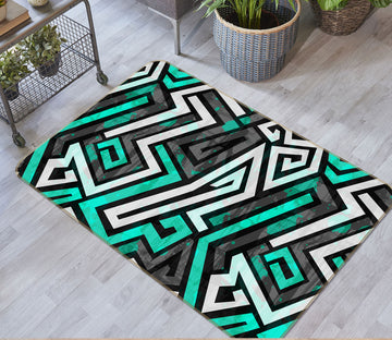 3D Green Curve 34106 Non Slip Rug Mat