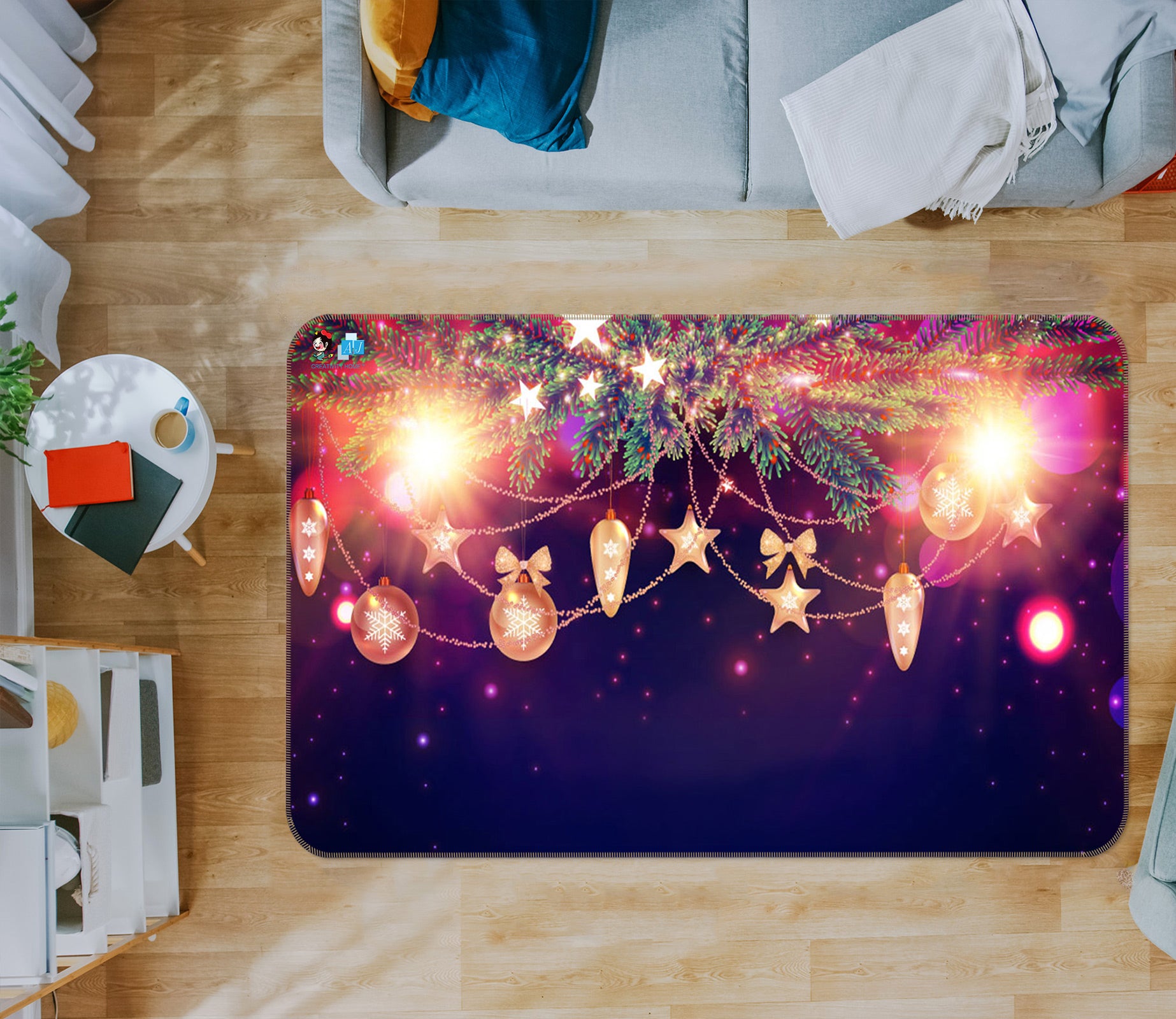 3D String Lights 54239 Christmas Non Slip Rug Mat Xmas