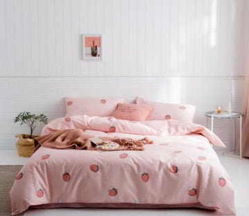 3D Pink Strawberry 40089 Bed Pillowcases Quilt