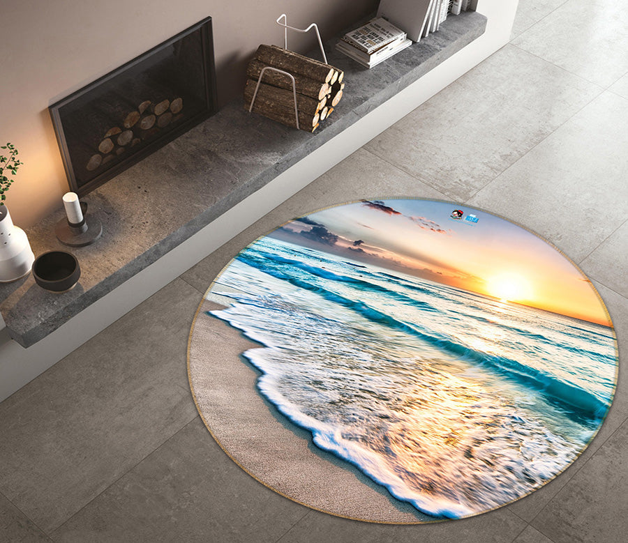 3D Seaside 66171 Round Non Slip Rug Mat