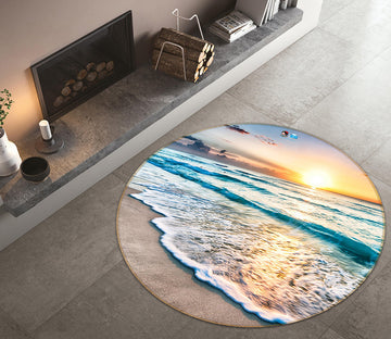 3D Seaside 66171 Round Non Slip Rug Mat