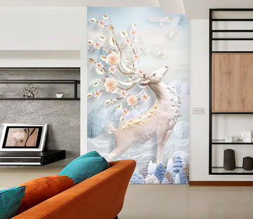 3D White Elegant Fawn WC819 Wall Murals