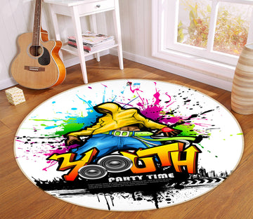 3D Street Dance Graffiti 72236 Round Non Slip Rug Mat
