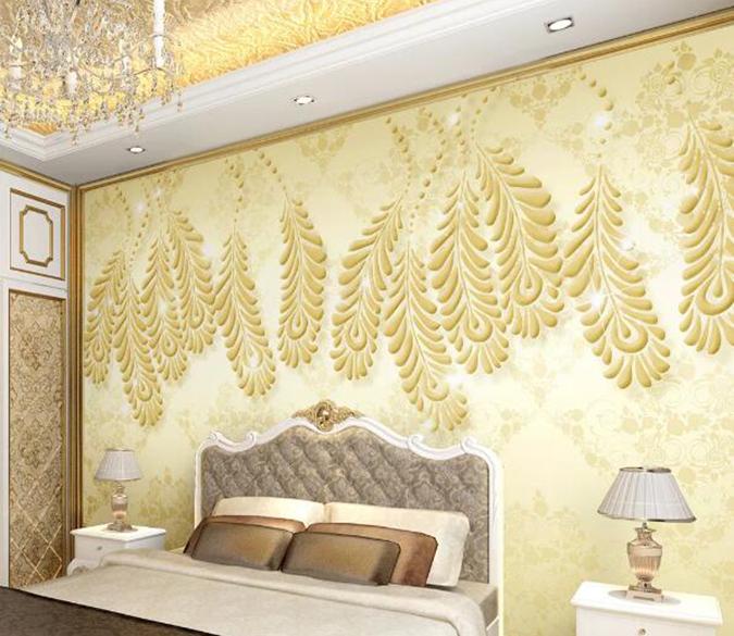 3D Golden Leaves 1141 Wall Murals Wallpaper AJ Wallpaper 2 