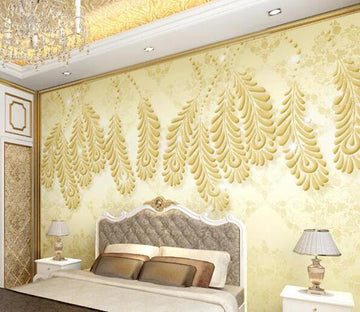 3D Golden Leaves 1141 Wall Murals Wallpaper AJ Wallpaper 2 