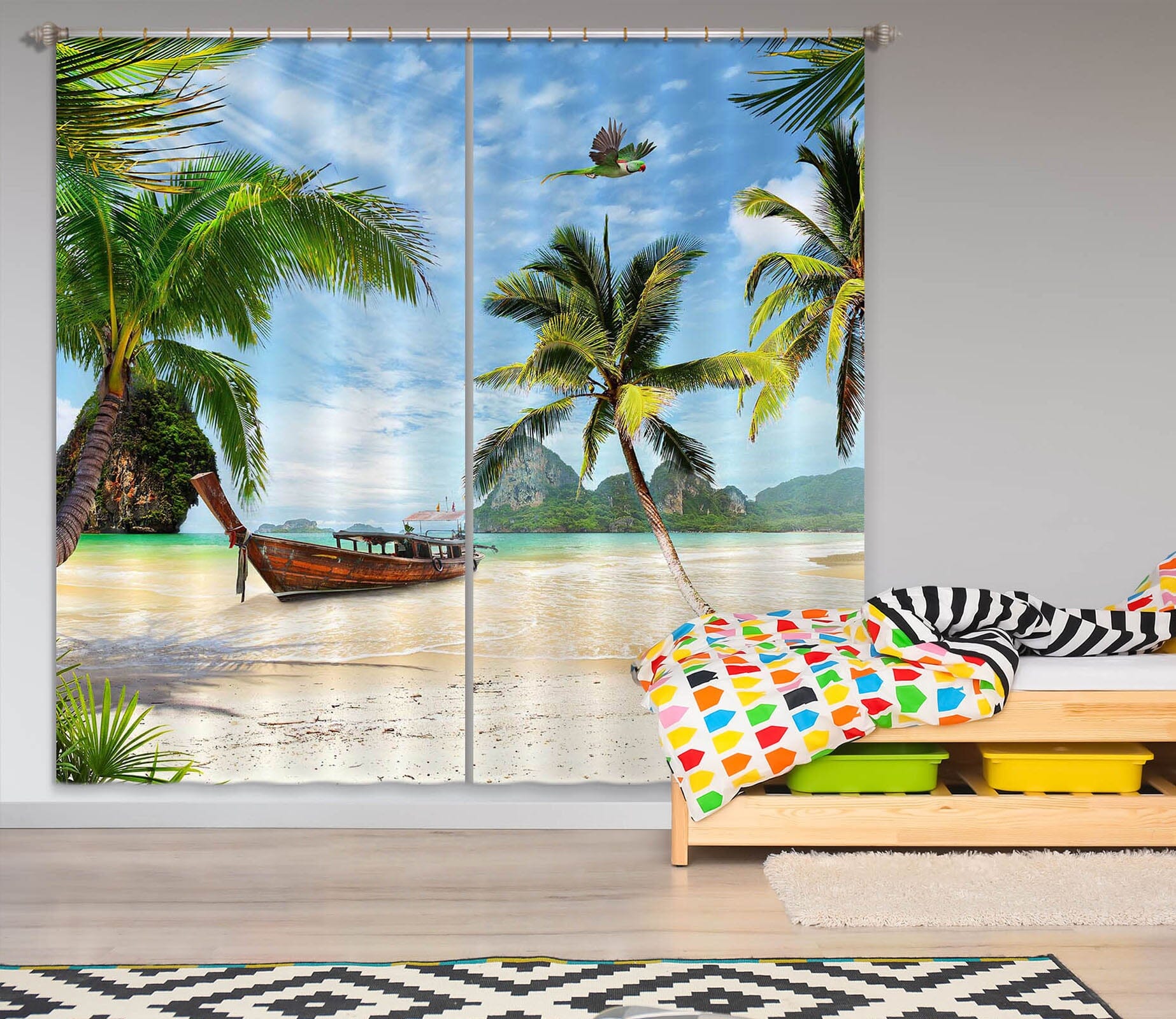 3D Coconut Palm Tree 814 Curtains Drapes Wallpaper AJ Wallpaper 