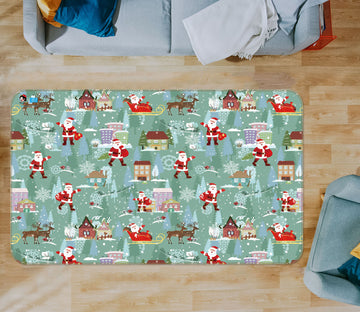 3D Santa Claus House Pattern 55066 Christmas Non Slip Rug Mat Xmas