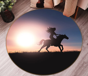 3D Horse Riding 82182 Animal Round Non Slip Rug Mat