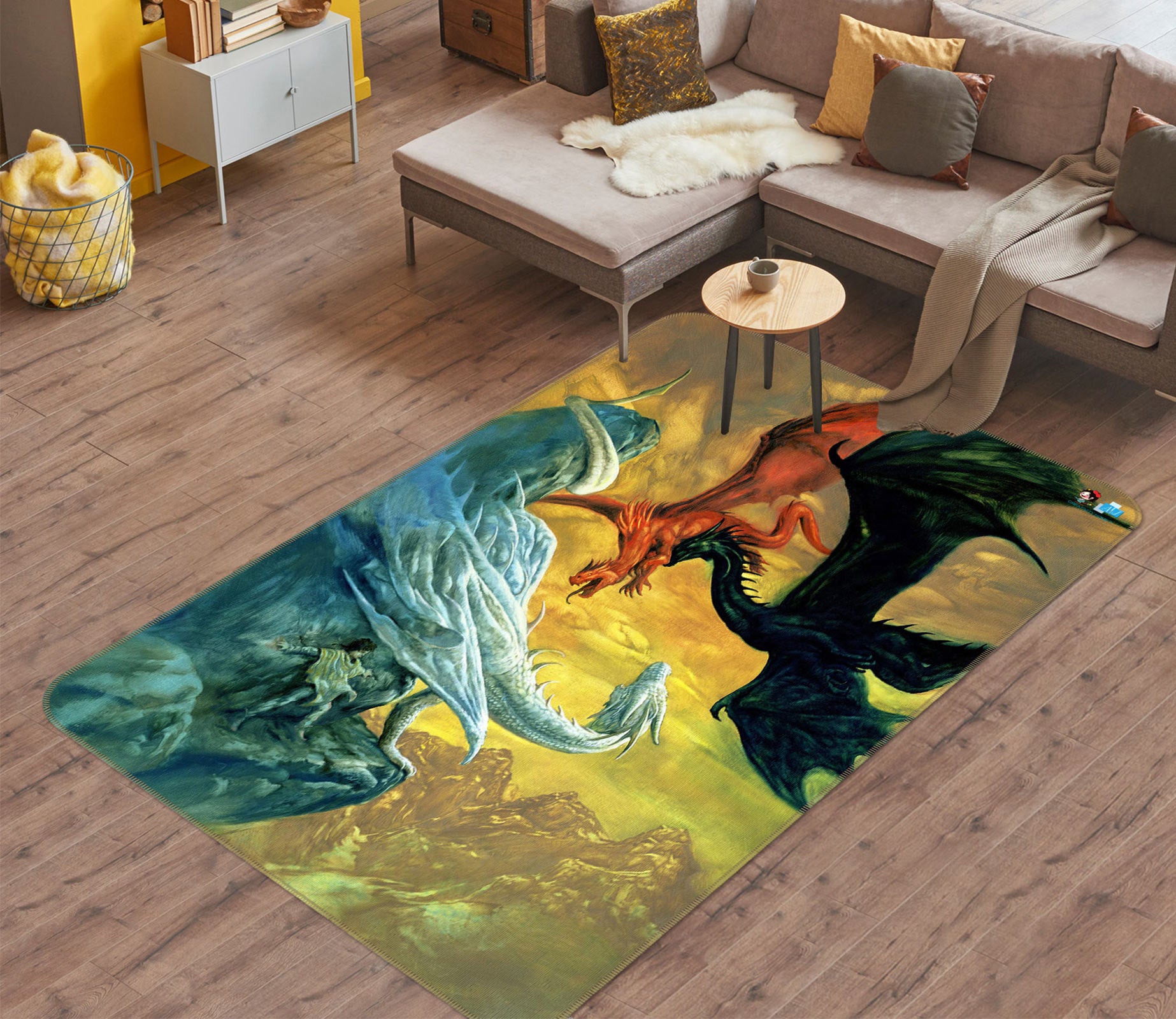 3D Black White Red Dragon 6030 Ciruelo Rug Non Slip Rug Mat