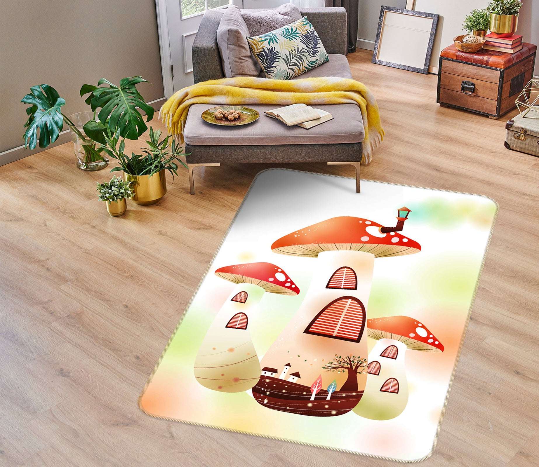 3D Mushroom Hut 76163 Non Slip Rug Mat