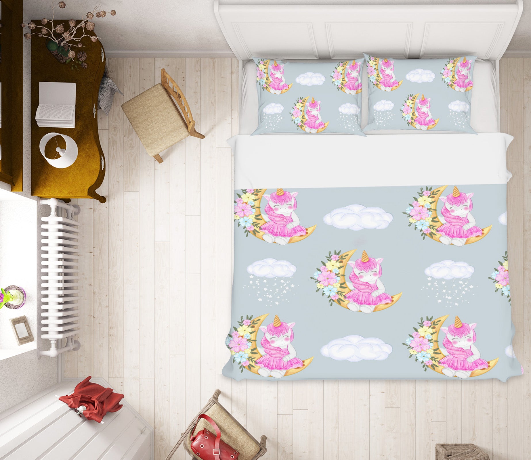 3D Flower Moon Unicorn 61118 Bed Pillowcases Quilt