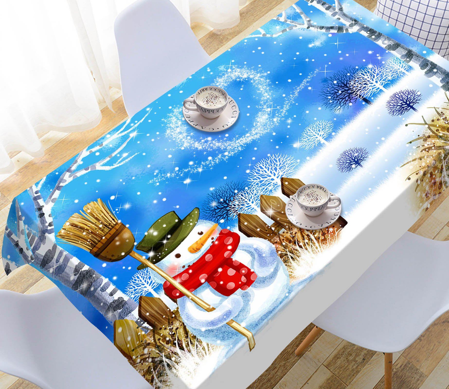 3D Christmas Scenery Snow 60 Tablecloths Tablecloths AJ Creativity Home 