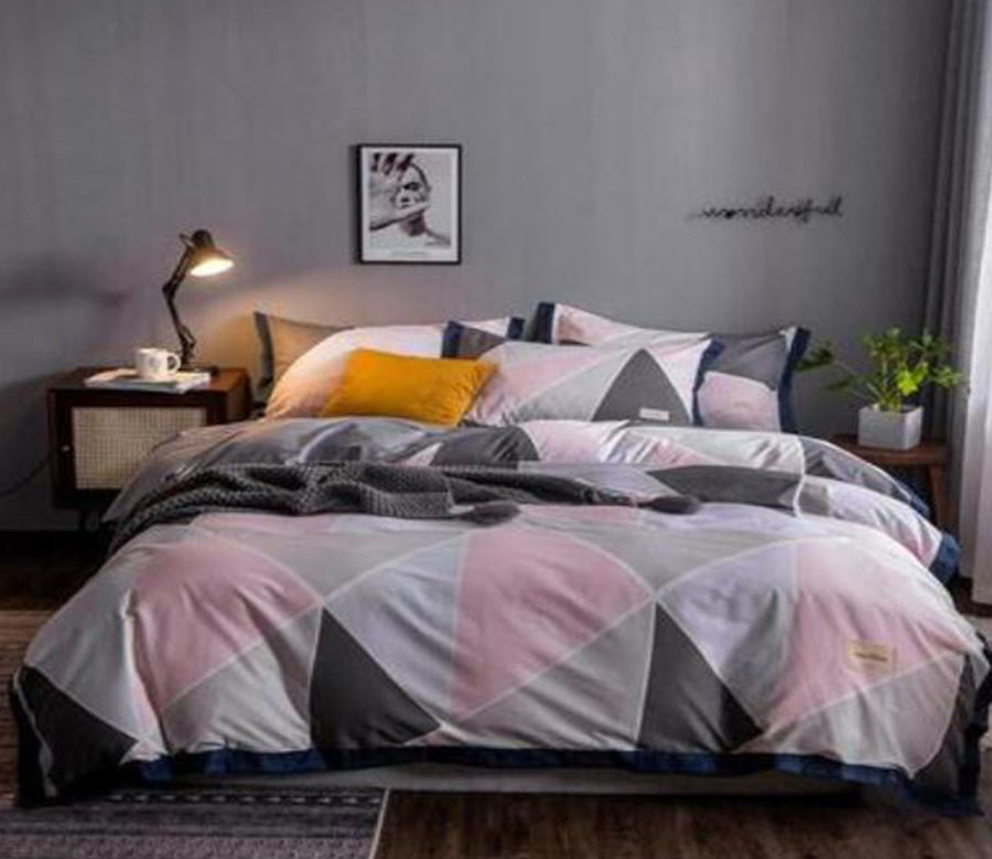 3D Grey Pink Triangle 14031 Bed Pillowcases Quilt