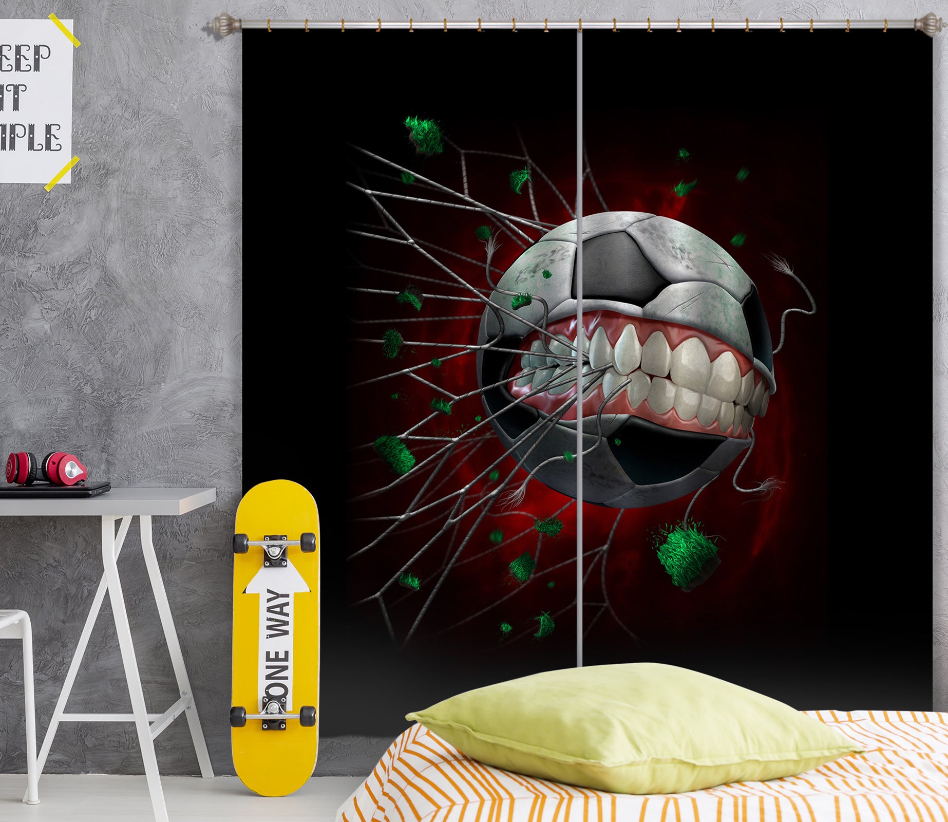 3D Teeth Football Net 5051 Tom Wood Curtain Curtains Drapes