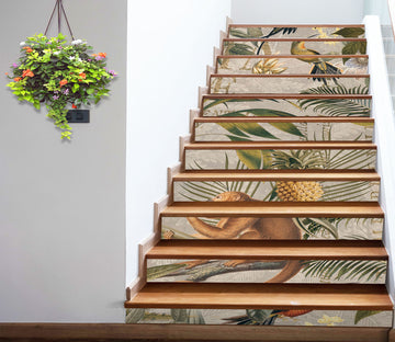 3D Leaves Pineapple Monkey 11035 Andrea Haase Stair Risers
