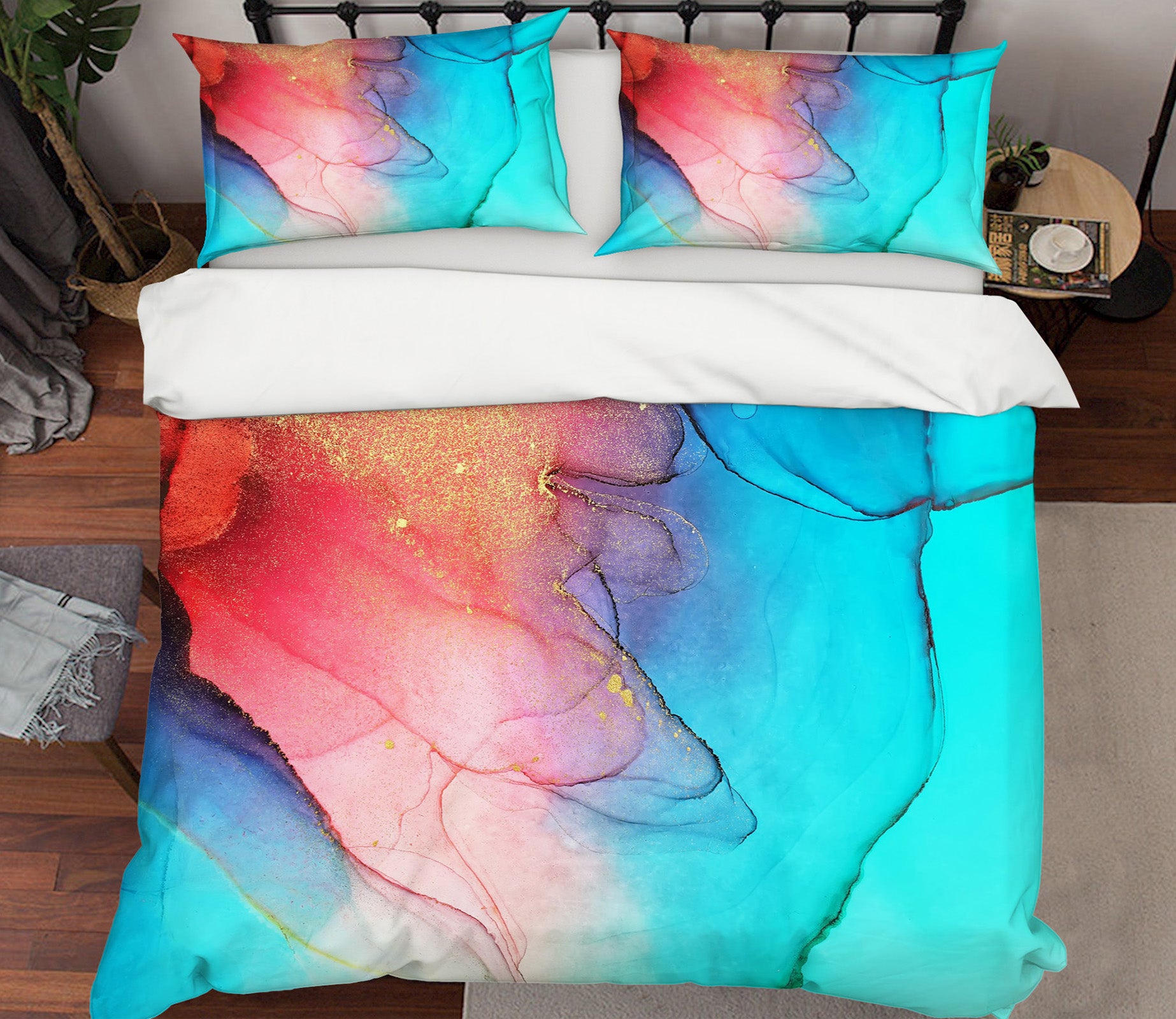 3D Red Blue 60133 Bed Pillowcases Quilt