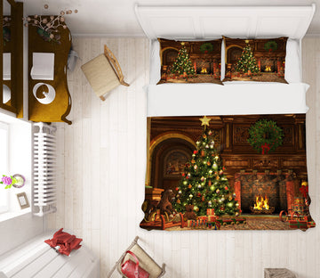 3D Tree Fireplace 50014 Christmas Quilt Duvet Cover Xmas Bed Pillowcases