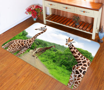3D Forest Giraffe 002 Animal Non Slip Rug Mat