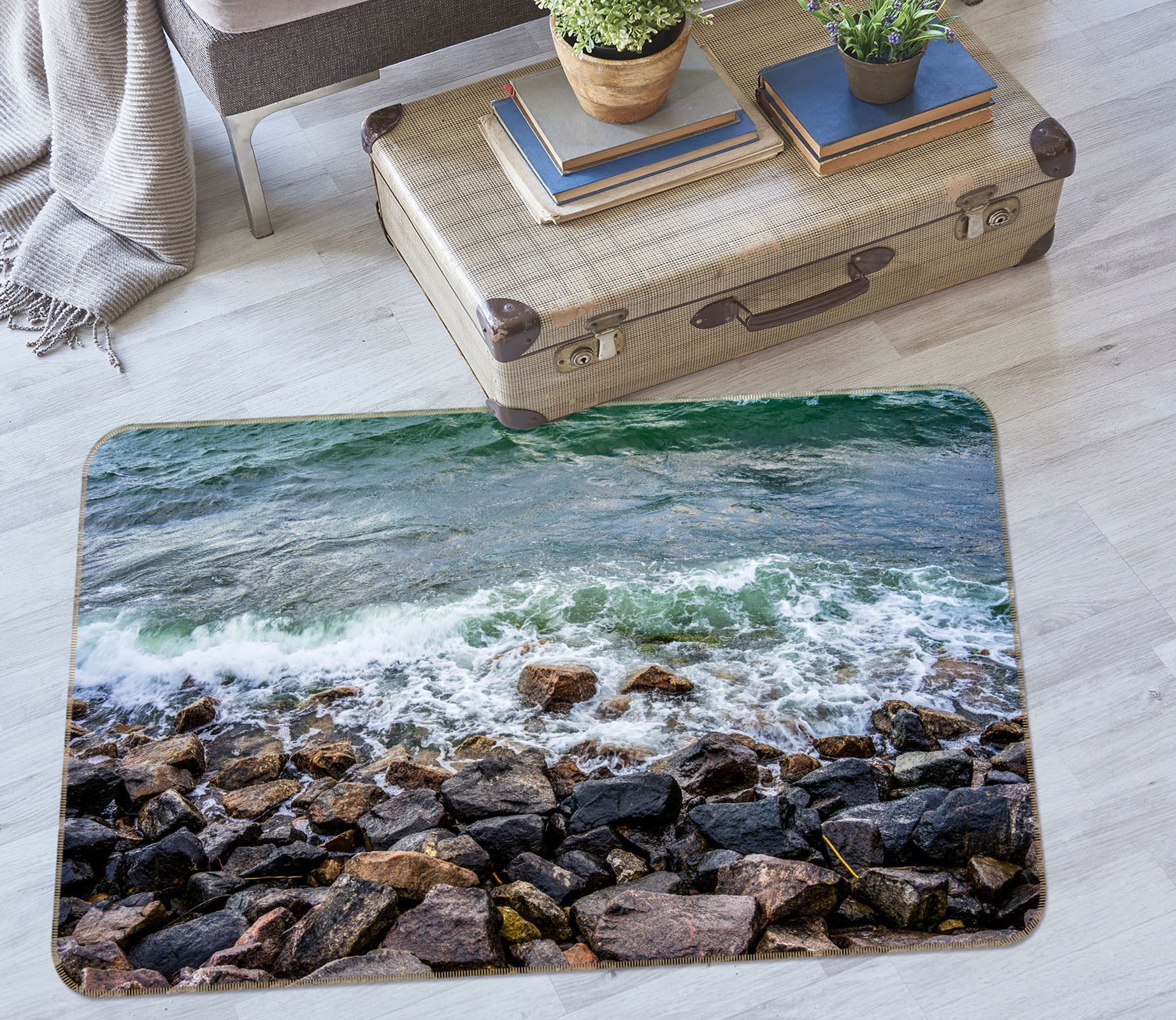 3D Seaside Stones 29187 Non Slip Rug Mat