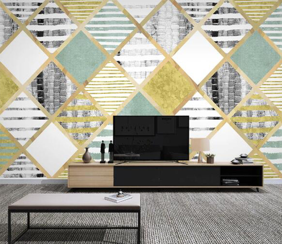 3D Green Square WC1291 Wall Murals