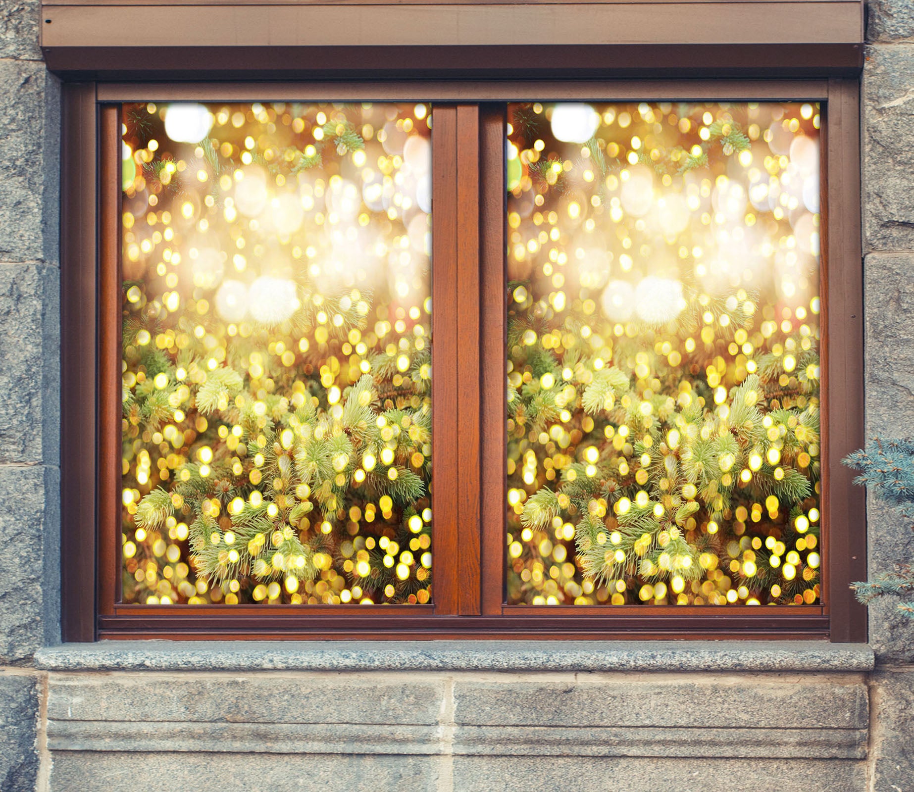 3D Light 42178 Christmas Window Film Print Sticker Cling Stained Glass Xmas