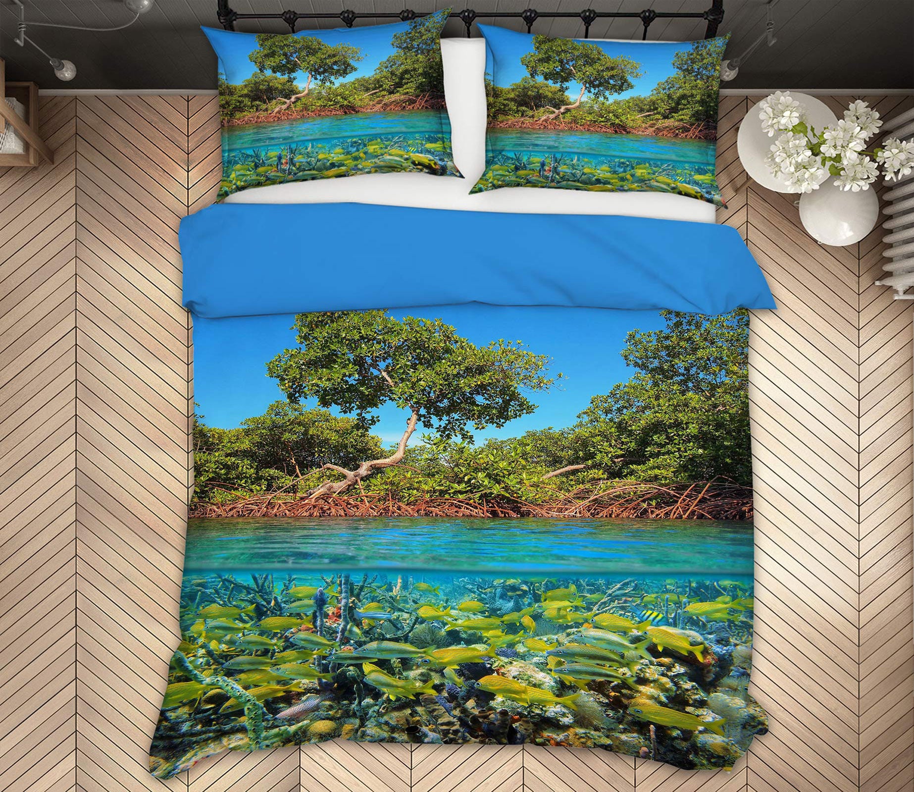 3D River Tree 15141 Bed Pillowcases Quilt