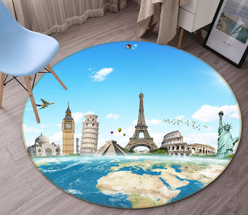 3D Global Tour 72101 Round Non Slip Rug Mat