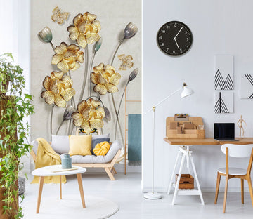 3D Golden Flowers 1847 Wall Murals Wallpaper AJ Wallpaper 2 