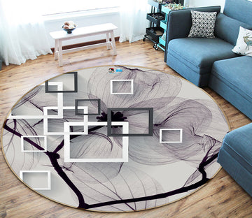 3D Square Pattern 66172 Round Non Slip Rug Mat