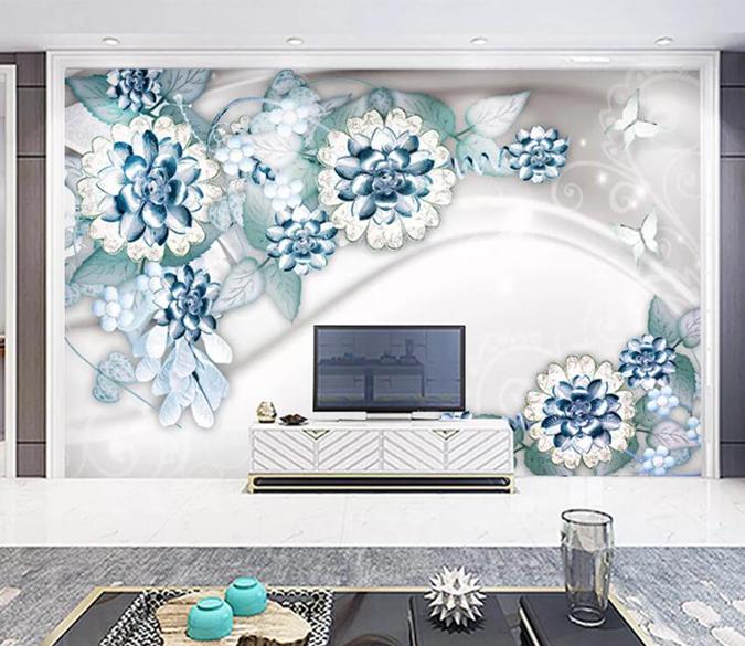 3D White Flowers 137 Wall Murals Wallpaper AJ Wallpaper 2 