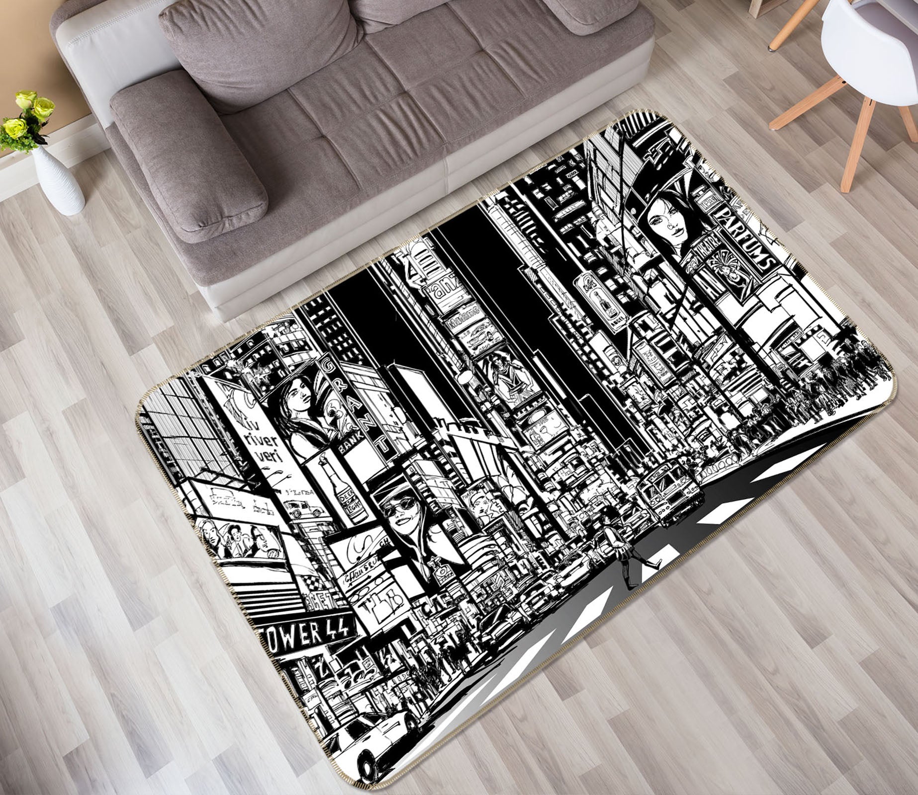 3D City Building 35023 Non Slip Rug Mat
