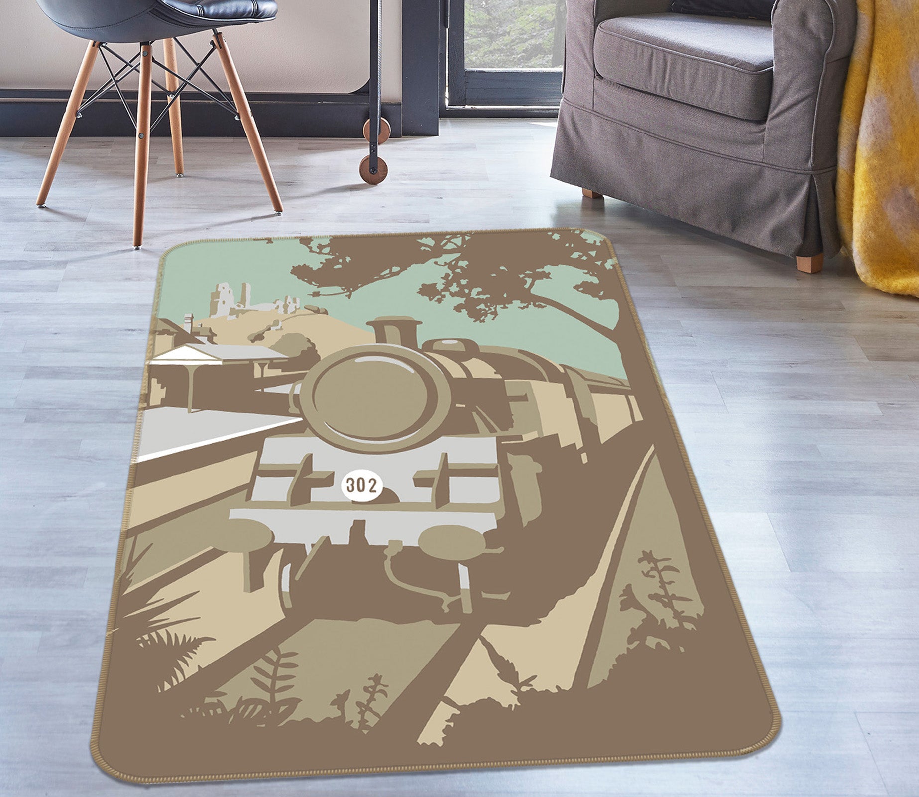 3D Swanage Railway 84294 Steve Read Rug Non Slip Rug Mat