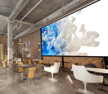 3D White-Blue Abstract Smoke 037 Wall Murals