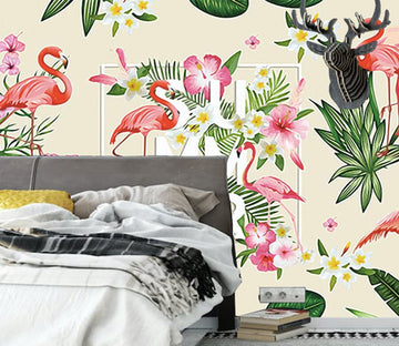 3D Pink Flamingo WG116 Wall Murals Wallpaper AJ Wallpaper 2 